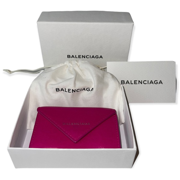 BALENCIAGA Mini Papier Wallet Pink Leather Trifold Envelope Wallet Dust Bag Box - Picture 14 of 14